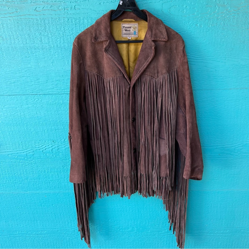 1970 Brown Super Long Fringe Suede Jacket VINTAGE WESTERN SIZE 40 OOAK - Picture 4 of 16